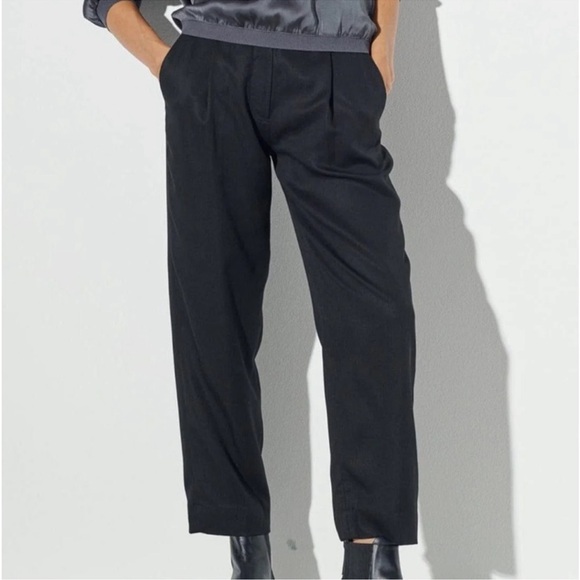 The Reset R Label Slouchy Trouser Pleated Lyocell Black Women's Size XLarge